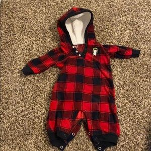 3 month Buffalo Plaid One piece Romper 🐧
